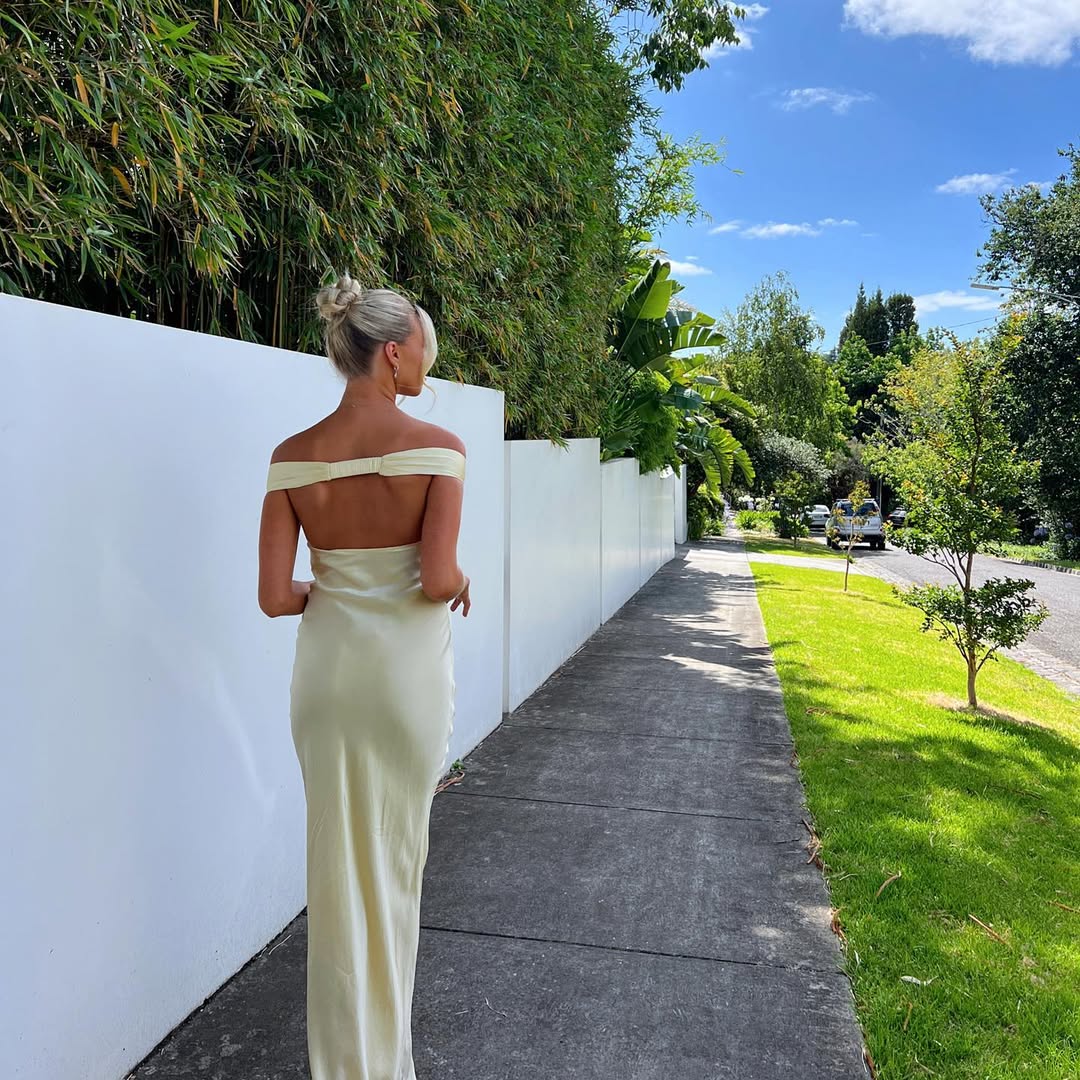 Emory | Satin Maxi Dress with Backless Design