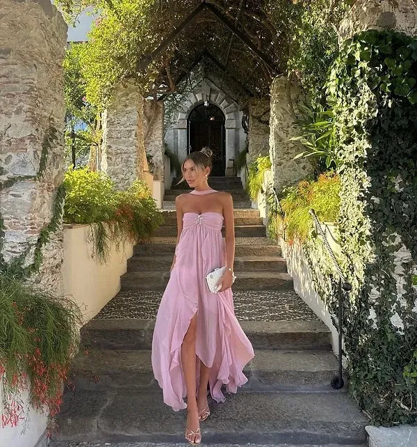 Collins | Strapless Ruffle Maxi Dress