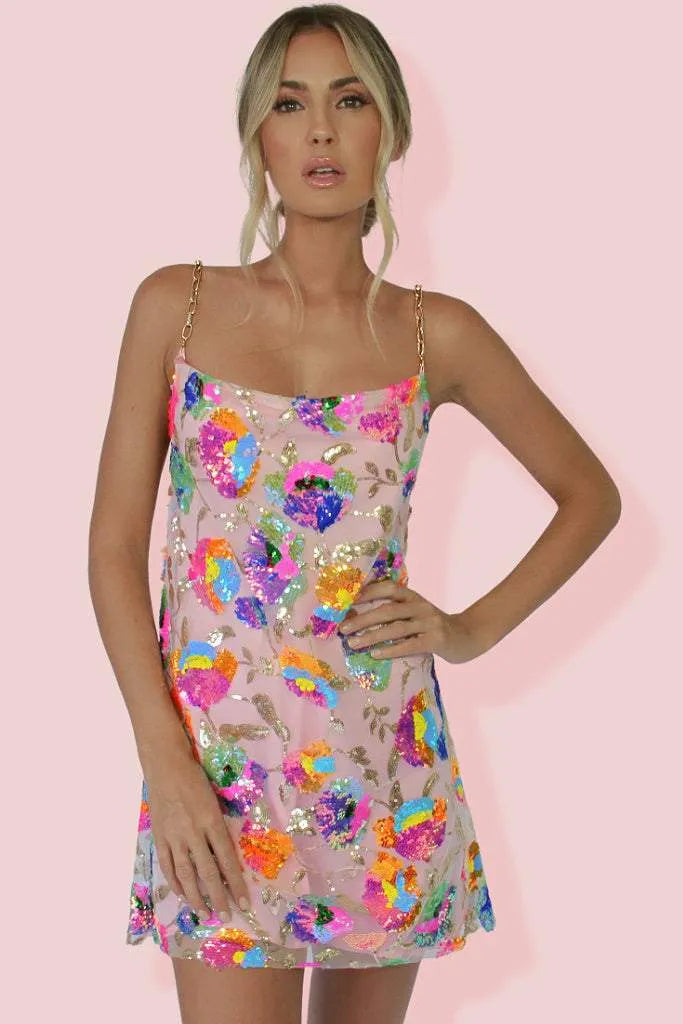 Rylee | Mini Dress with Sequins and Open Back