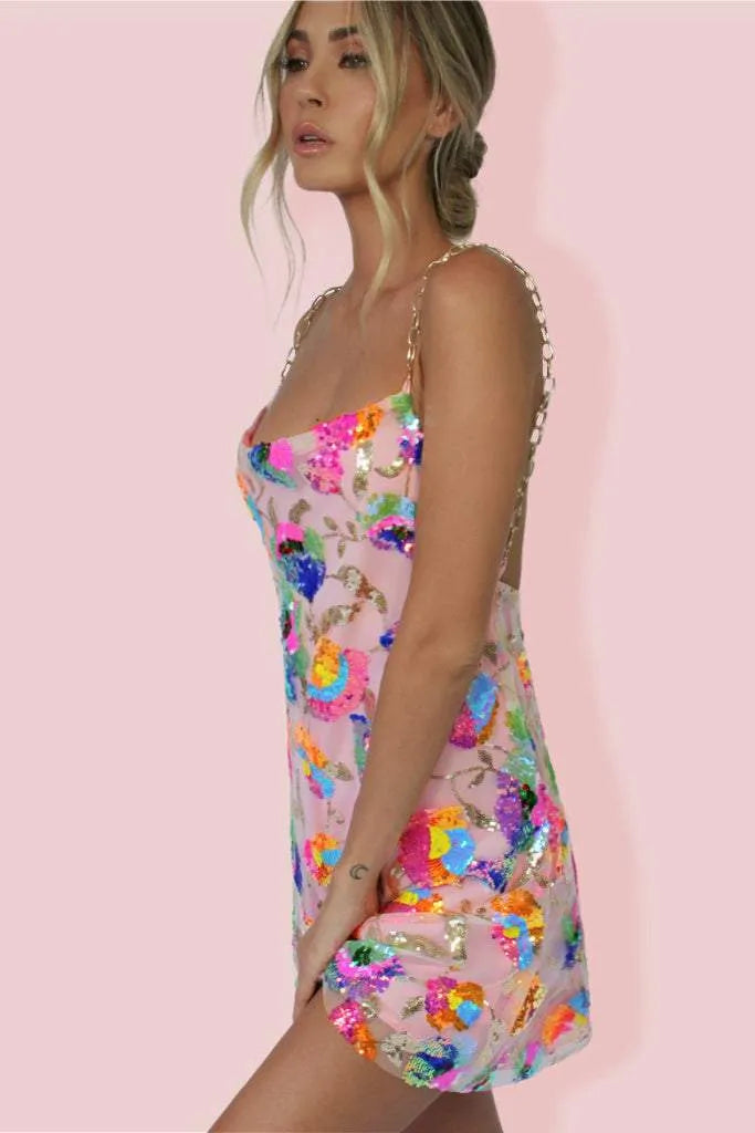 Rylee | Mini Dress with Sequins and Open Back