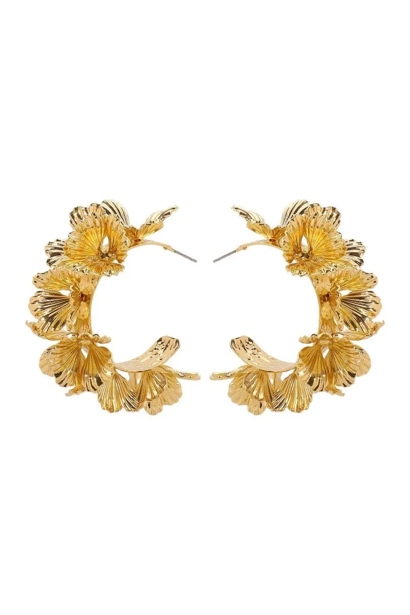Hadley | C-Shaped Earrings with Floral Pattern