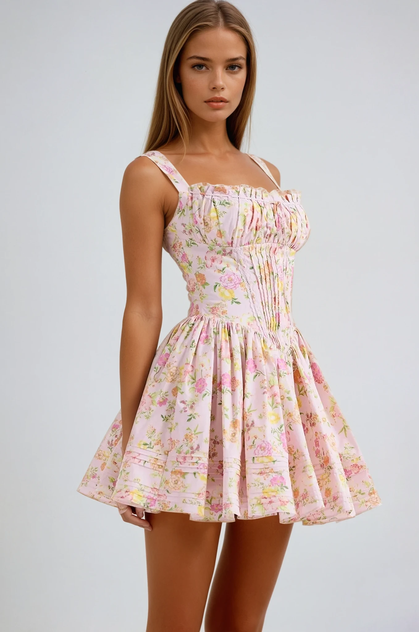 Lynn | Floral Mini Dress with Corset