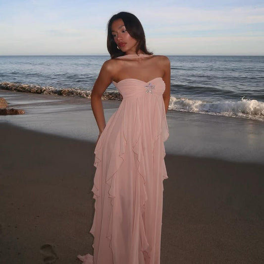 Collins | Strapless Ruffle Maxi Dress