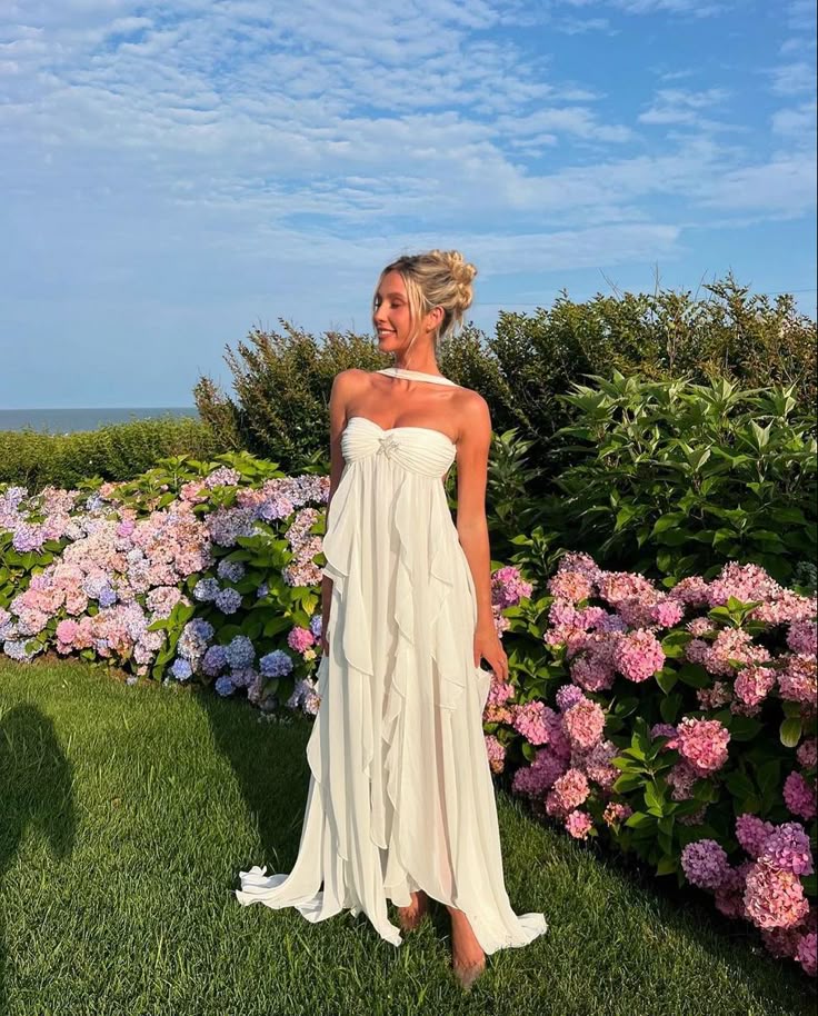 Collins | Strapless Ruffle Maxi Dress