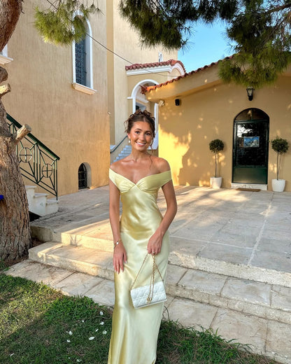 Emory | Satin Maxi Dress with Backless Design