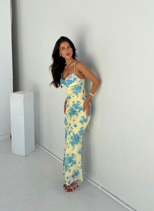 Indie | Sleeveless Maxi Dress in Flowers