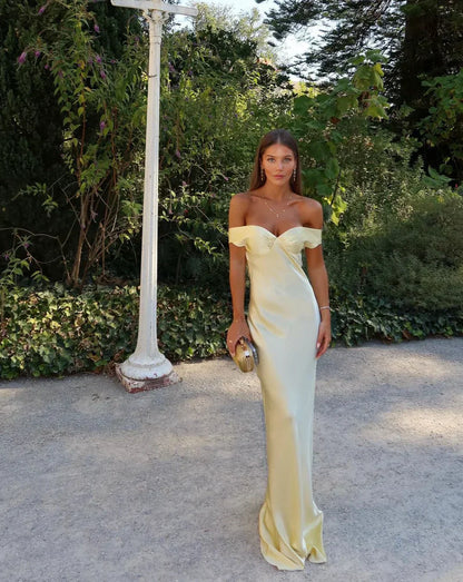 Emory | Satin Maxi Dress with Backless Design