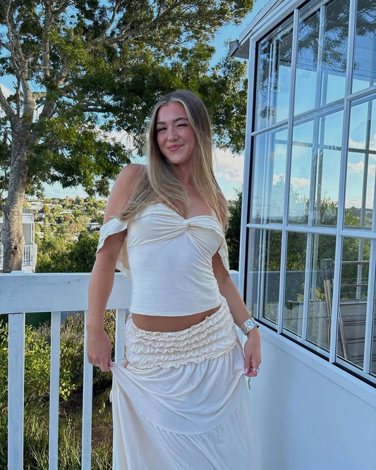 Paula | Boho Set with Ruffled Top and Maxi Skirt