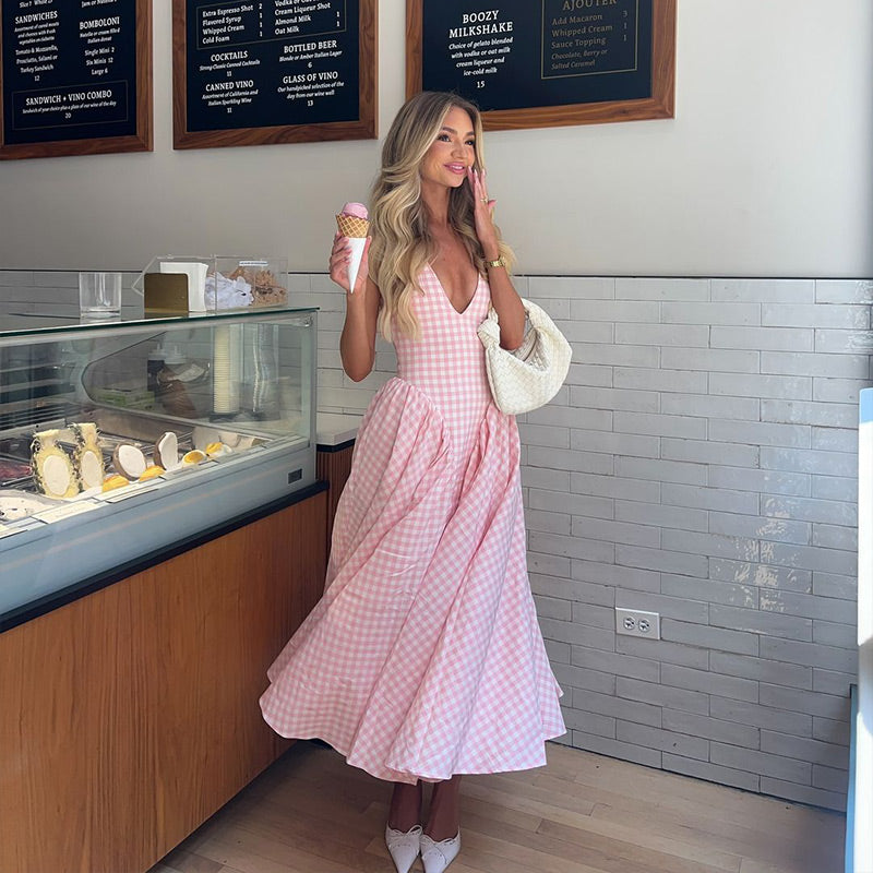 Romina | Midi Dress in Check