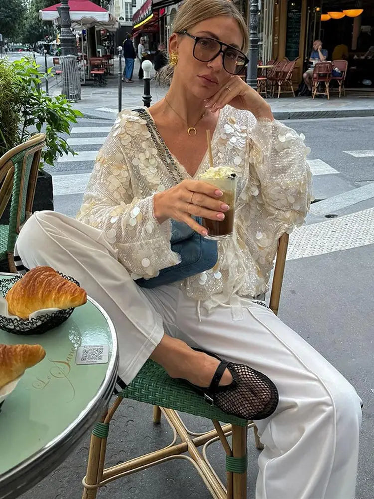 Rhea | Glamorous Shiny Blouse