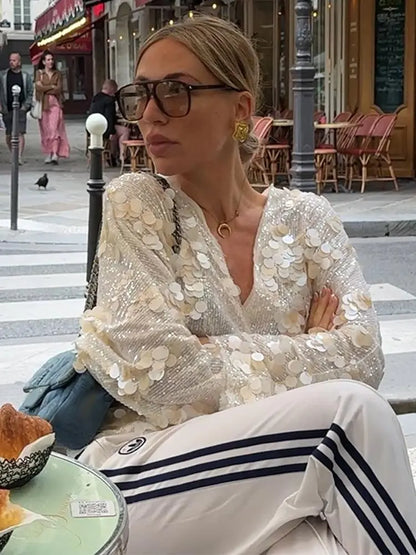 Rhea | Glamorous Shiny Blouse