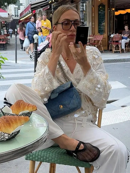 Rhea | Glamorous Shiny Blouse