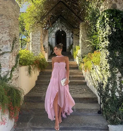 Collins | Strapless Ruffle Maxi Dress