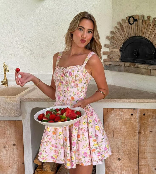 Lynn | Floral Mini Dress with Corset