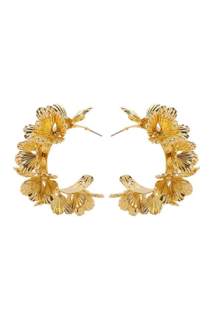 Hadley | C-Shaped Earrings with Floral Pattern