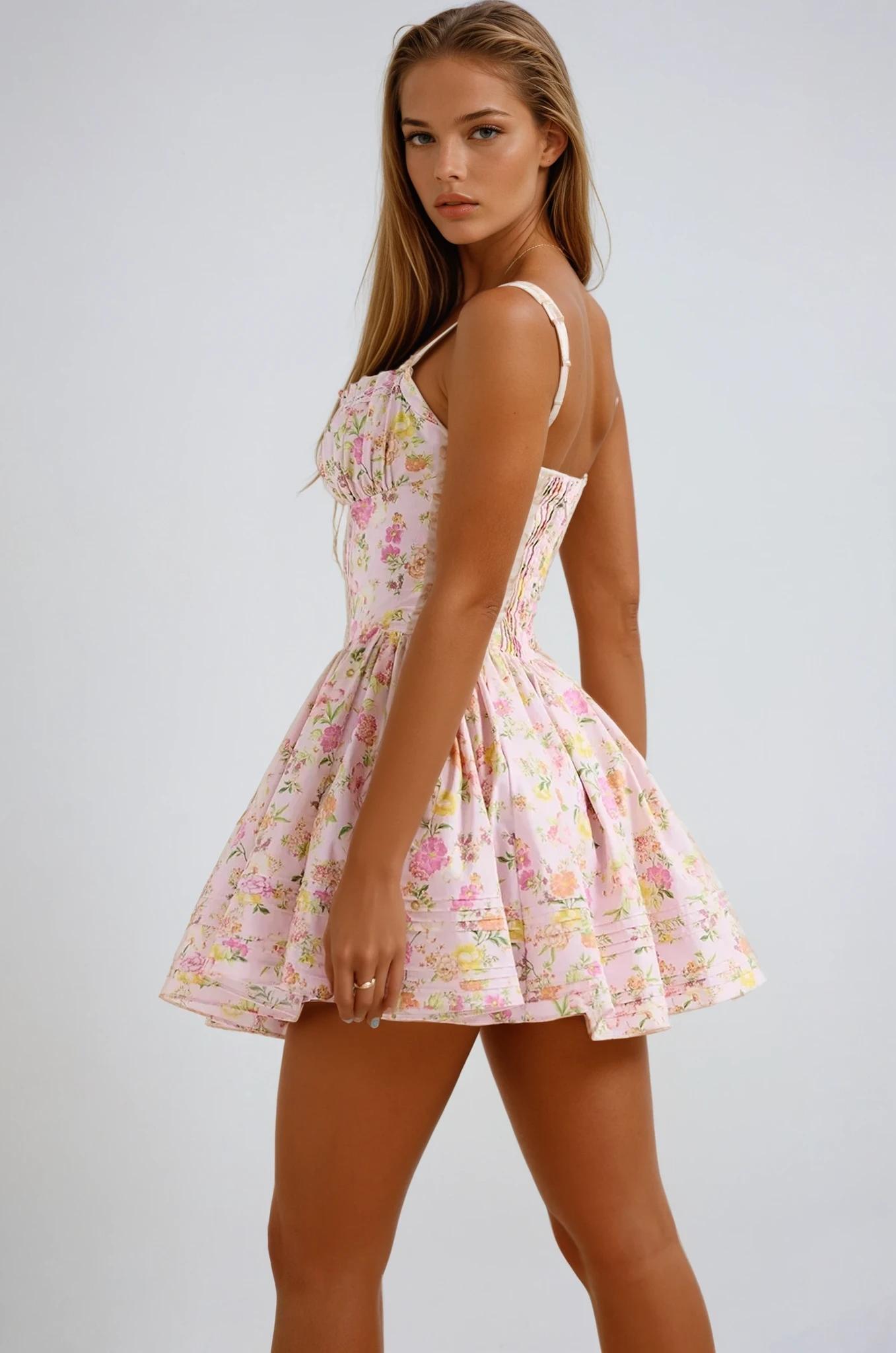 Lynn | Floral Mini Dress with Corset